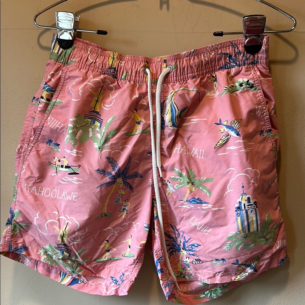 J. Crew Coral Island Print Swim Trunks